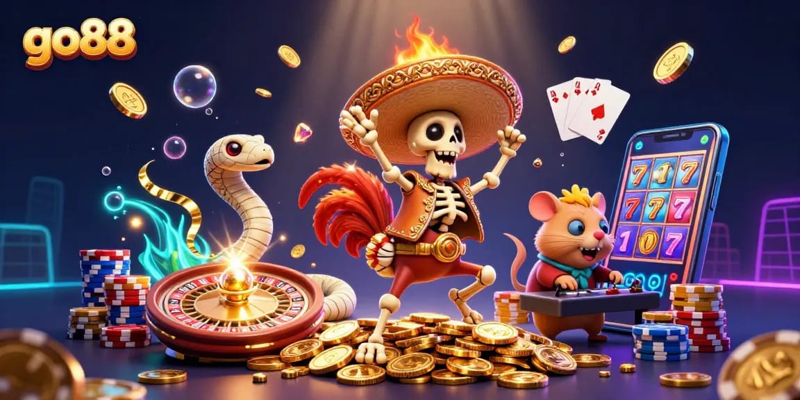 Experience thrilling action with go88, featuring vibrant casino characters in an exciting scene.