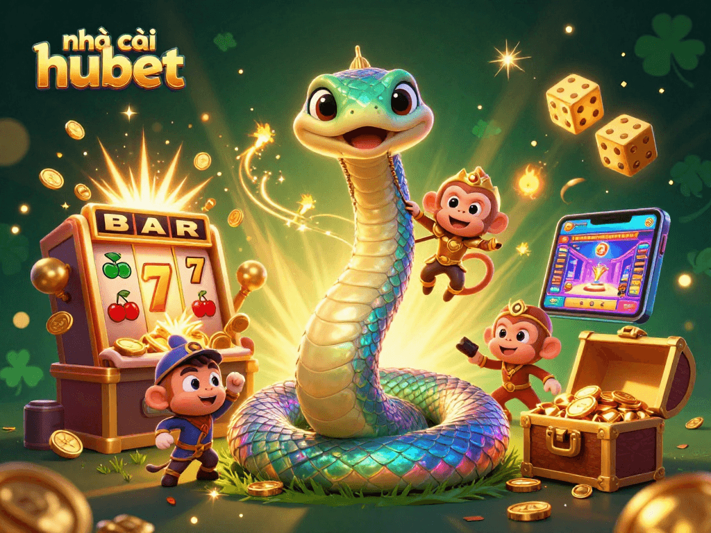 Experience thrilling gameplay at nhà cái hubet with vibrant casino elements surrounding a playful scene.