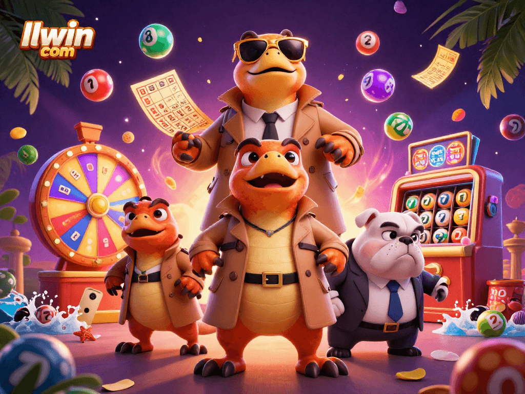Engage with llwin com as vibrant raptors humorously attempting VIP casino entry amid colorful game action.