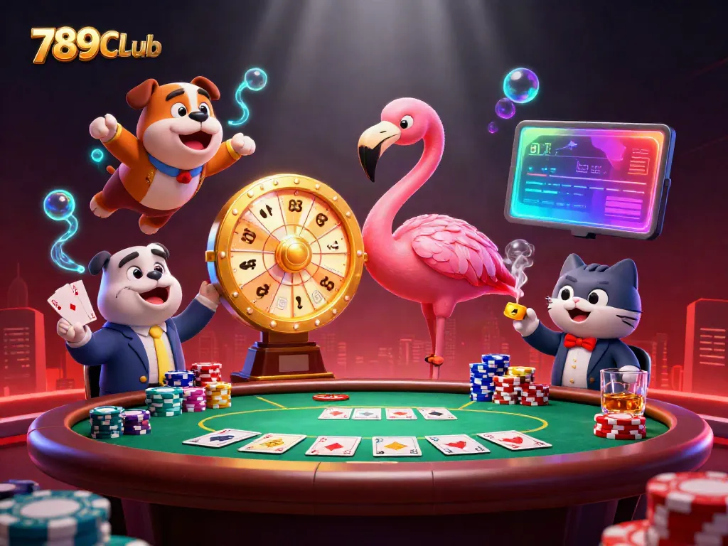 Experience the excitement of 789CLub with an energetic game show scene featuring engaging characters and casino elements.