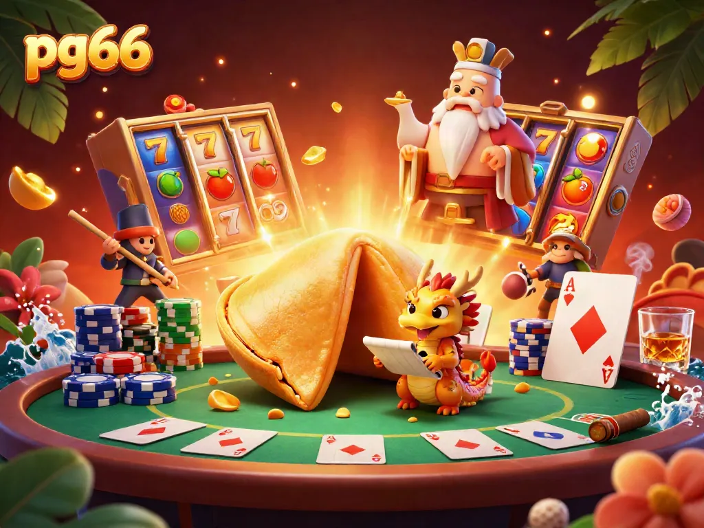 Engage with pg66's vibrant gaming world as a wise dragon reveals fortunes amid dynamic slot reels and golden treasures.