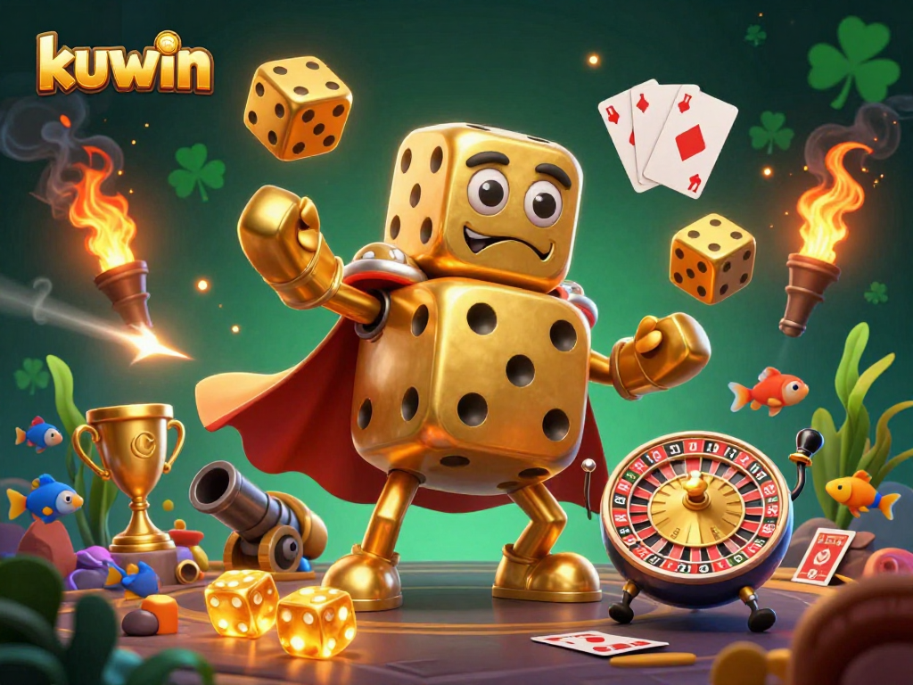 Kuwin brings excitement to the underwater casino world with colorful fish and golden dice elements.