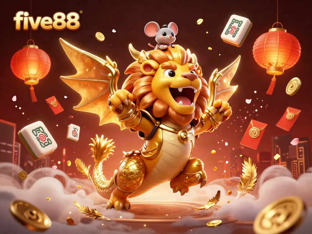 Experience excitement with five88 as a 3D chimera creature and a mouse jockey show vibrant casino elements.