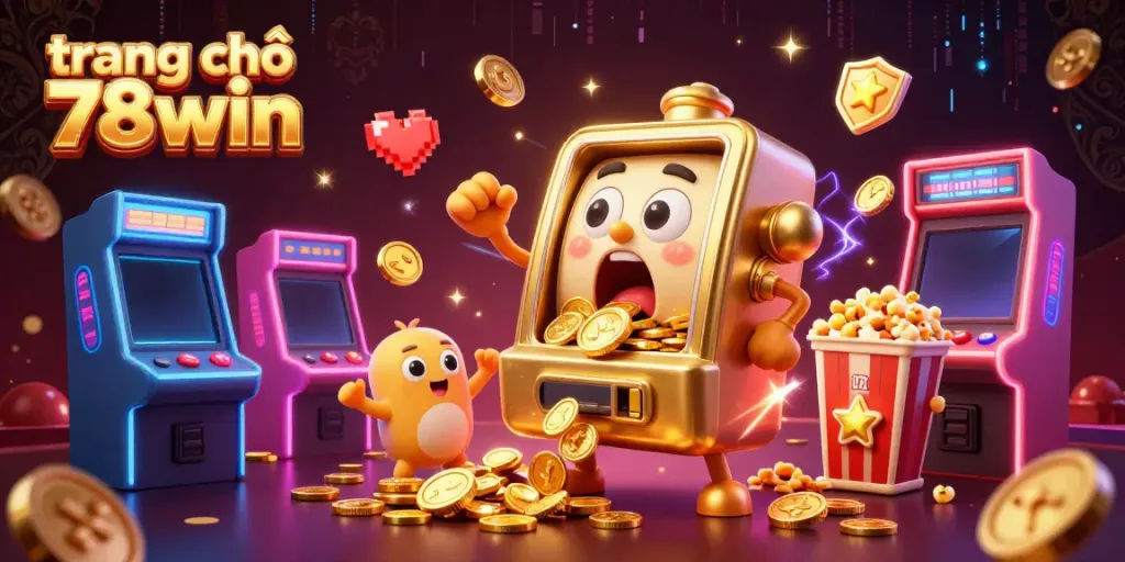 Experience the thrill with trang chủ 78win as golden slot machines celebrate a jackpot amidst dynamic gaming elements.