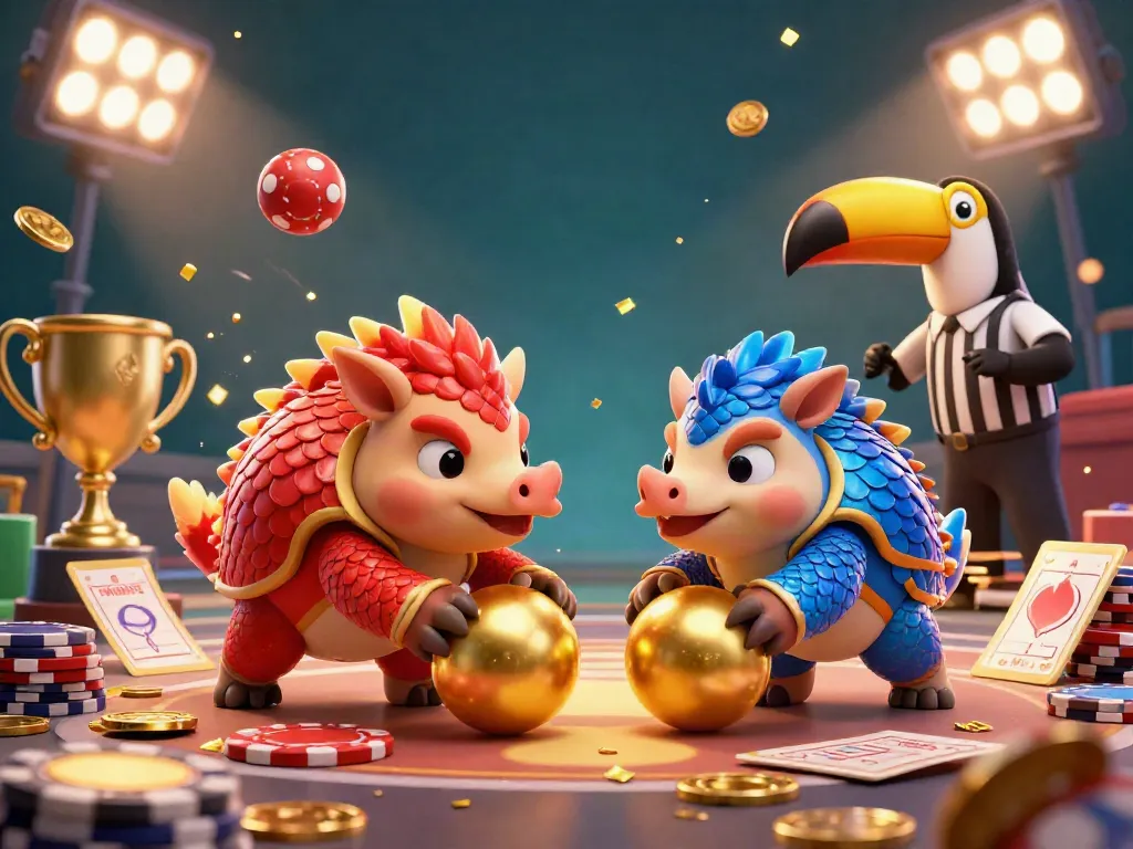 Engage with Keo Nha Cai 5 Hôm Nay as rival pangolins compete in a dynamic betting showdown amidst golden sports elements.