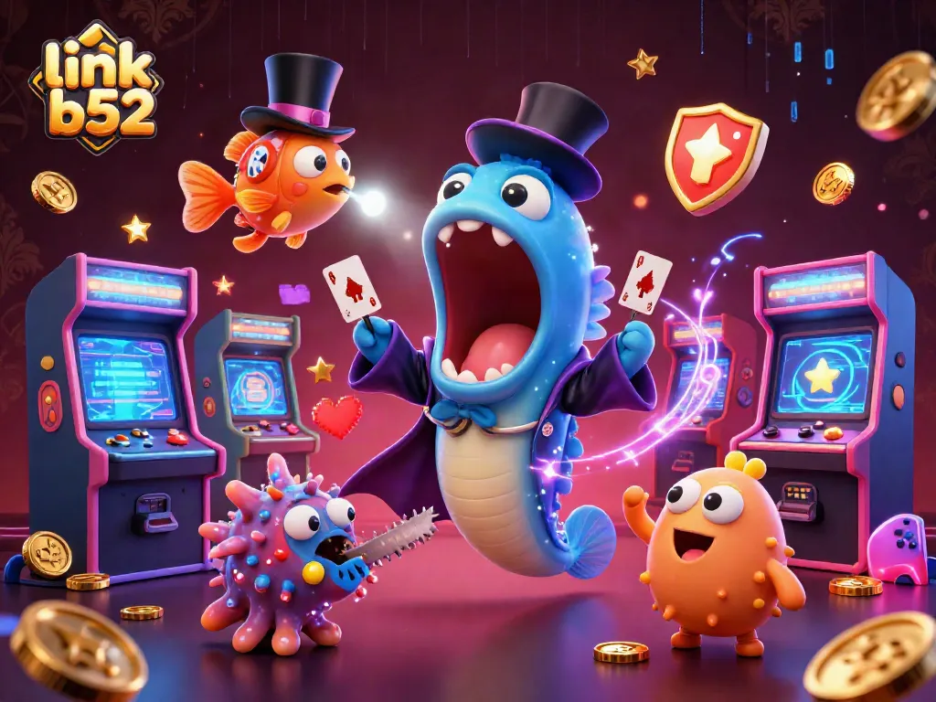 Experience the thrill of gaming at link b52 with our vibrant 3D casino illustration featuring deep-sea characters.