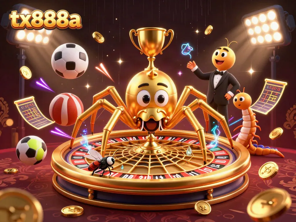 Experience thrilling bets at tx888a with a detailed illustration of a spider-themed roulette game.