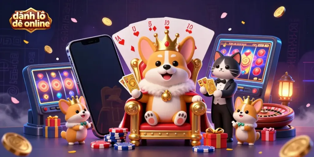 Experience the thrills of đánh lô đề online with vibrant casino elements and playful characters.