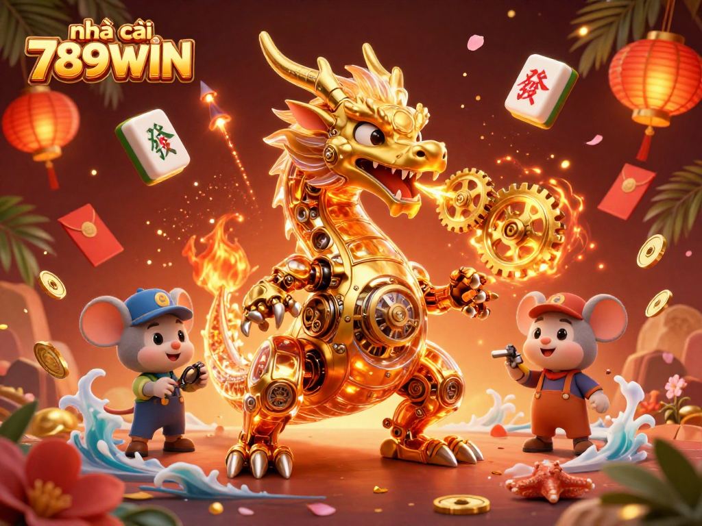 Engage in fun with nhà cái 789WIN as a golden dragon showers winning gears and cogs around!