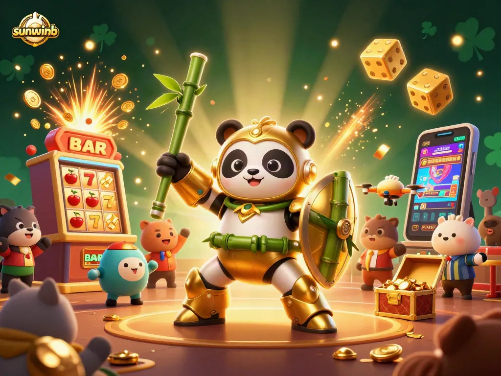 Experience thrilling wins at sunwinb with a golden panda mech and exciting casino elements
