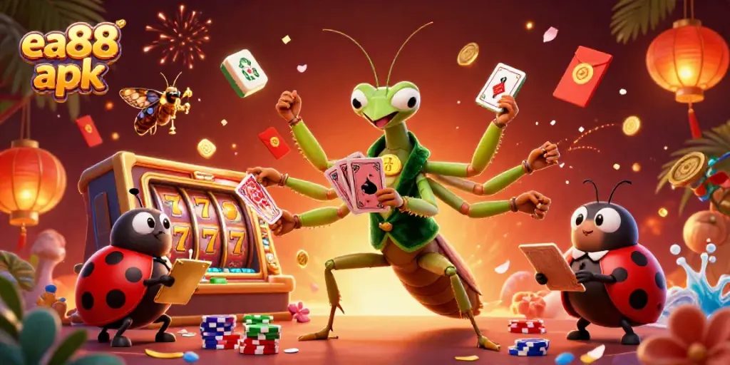 Experience thrilling gameplay with the ea88 apk, featuring vibrant slot machines and colorful casino elements.