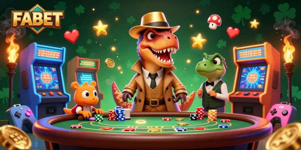 FABET offers thrilling casino action with a sneaky velociraptor and vibrant gaming elements