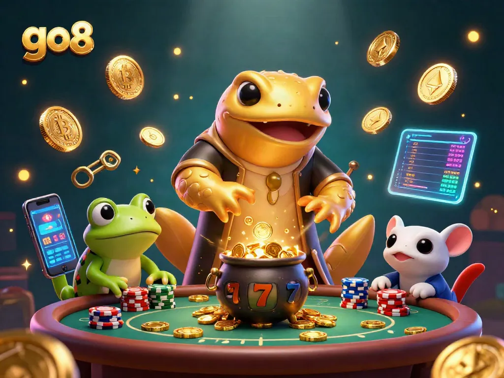 Go8 engages players with a vibrant casino scene featuring a golden salamander alchemist and exciting game elements.