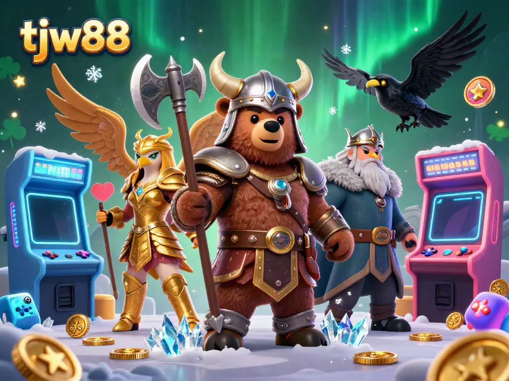 Engage with tjw88's thrilling gaming experience featuring a Viking berserker bear and arcade elements.