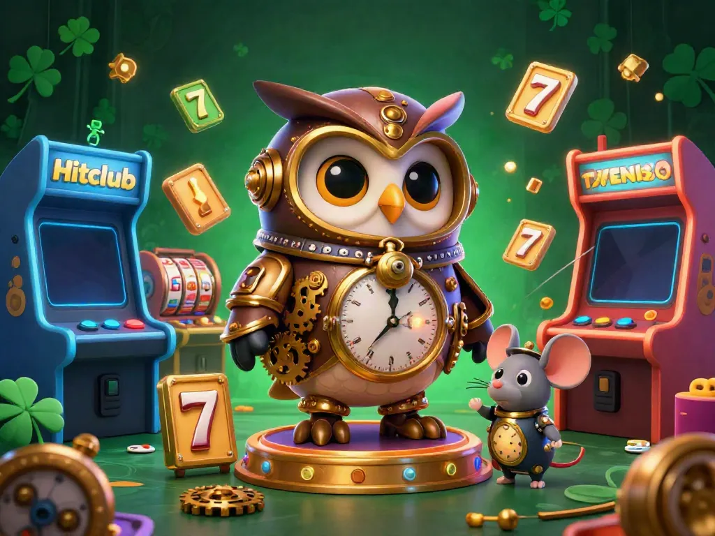 Experience thrilling Hitclub action with a time-traveling owl and vibrant casino elements.