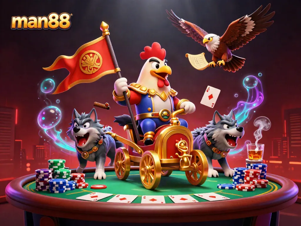 Experience the excitement at man88 as the rooster warlord leads a thrilling poker showdown