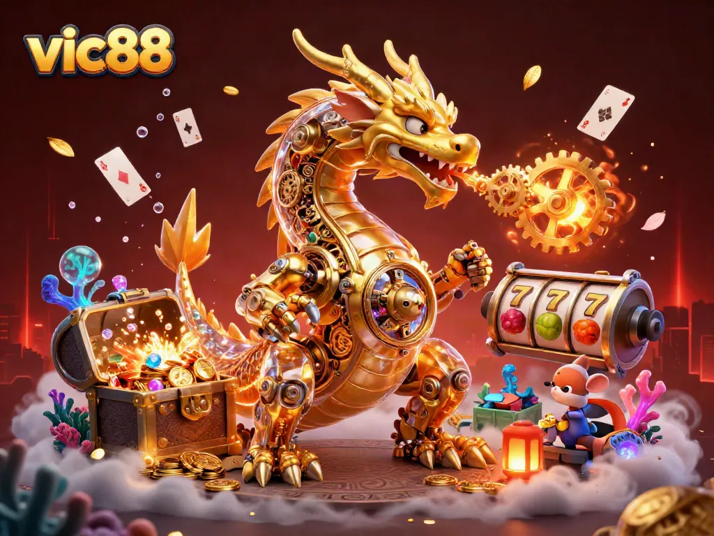 Engage in thrilling gameplay with vic88 featuring golden dragon and treasure-filled slots.