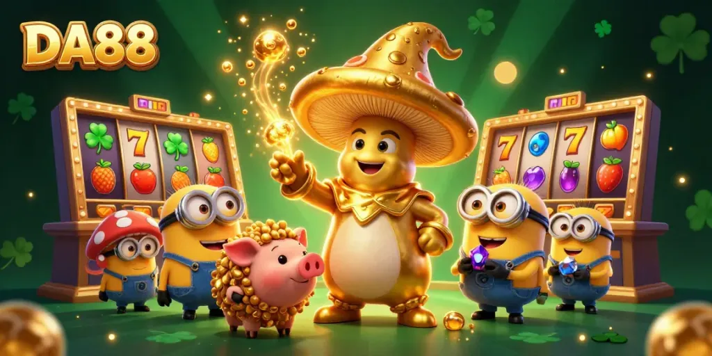 Engage with DA88's golden wizard and truffle pig in an exciting slots adventure.