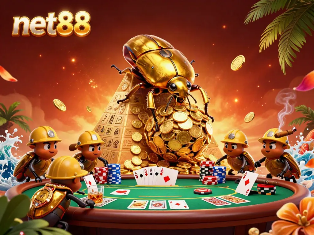Experience thrilling gameplay with net88, showcasing a vibrant 3D casino scene filled with action and excitement.