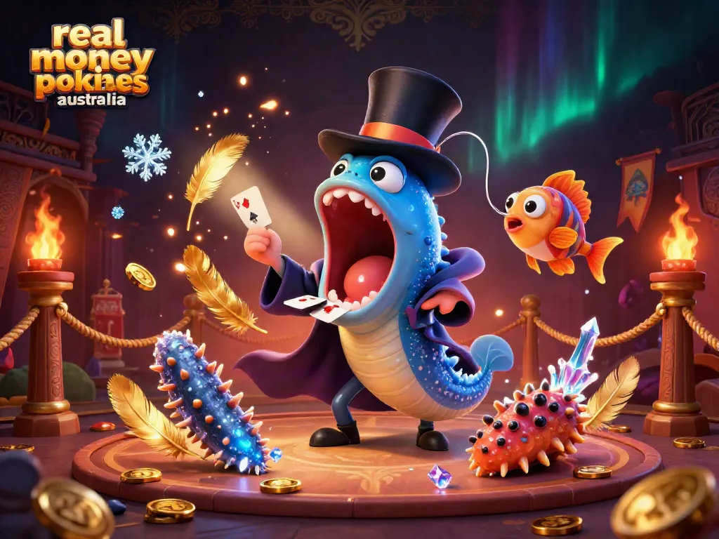 Spin and win with real money online pokies Australia in a vibrant, magical underwater casino scene.