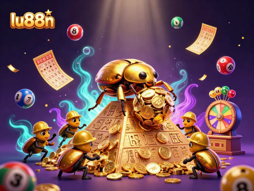Experience thrilling gameplay at lu88n, featuring golden coins and vibrant lottery balls.