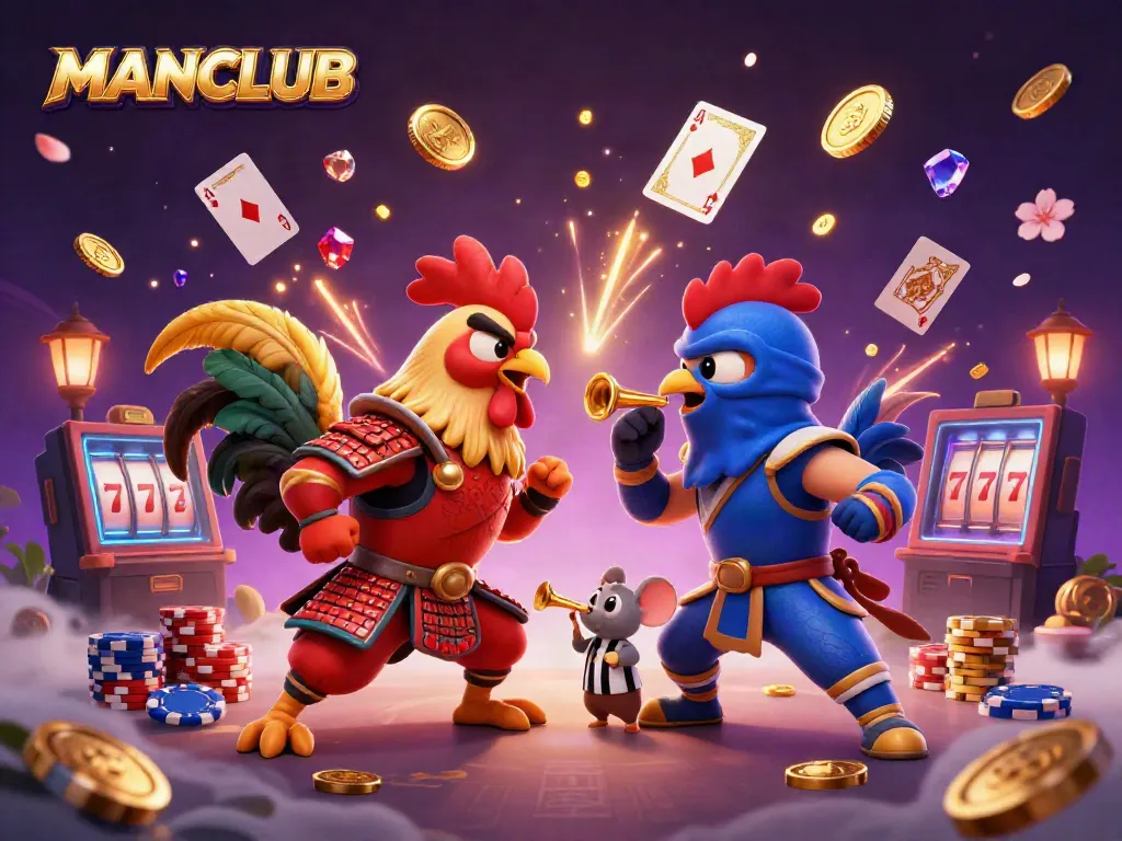 Engage in thrilling gameplay at MANCLUB with vibrant casino elements and dynamic characters.