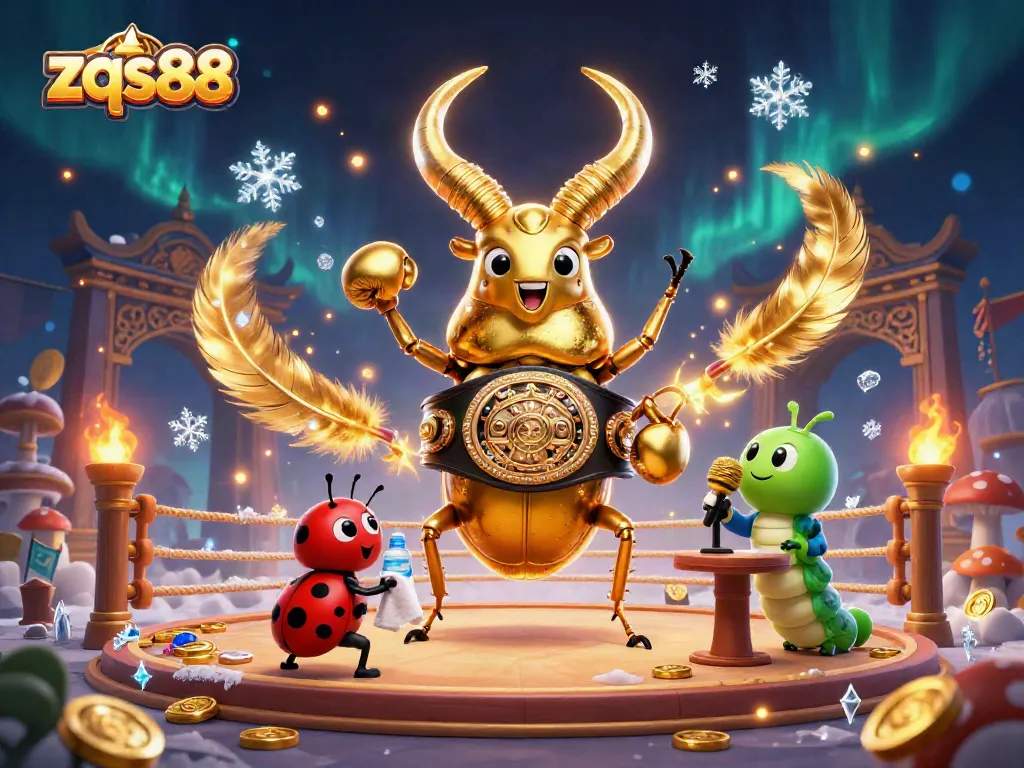 Experience thrilling action at zqs88 casino with animated characters battling in a vibrant arena.