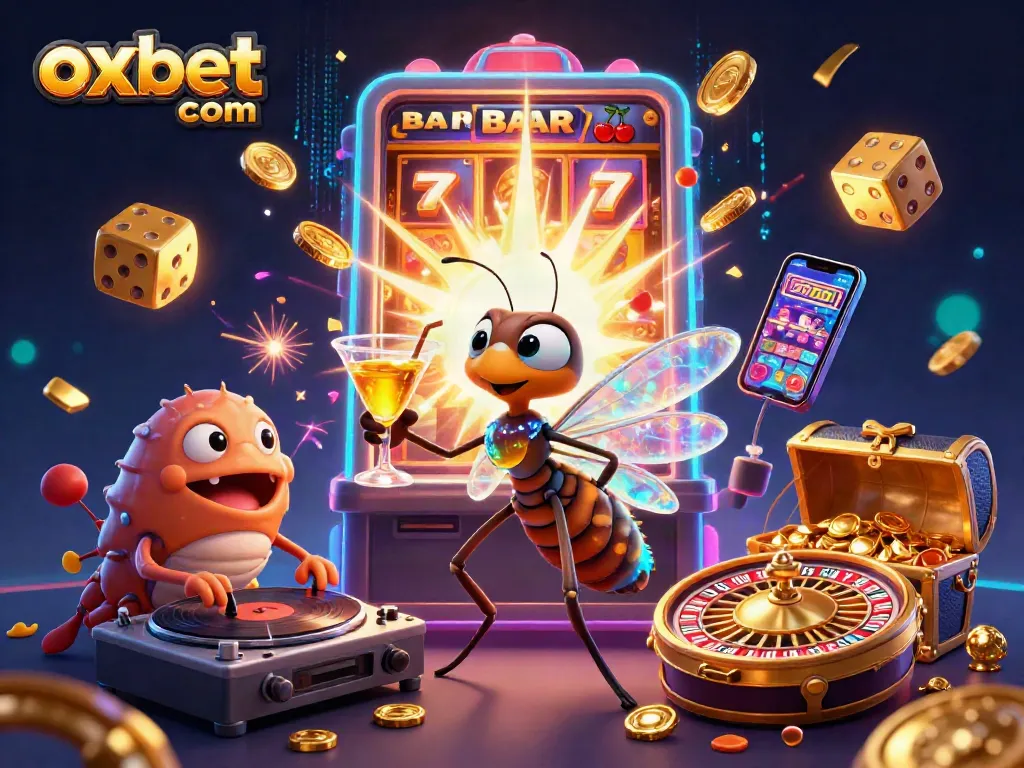 Engage with exciting games on oxbet com featuring a vibrant 3D casino scene with treasures and characters!