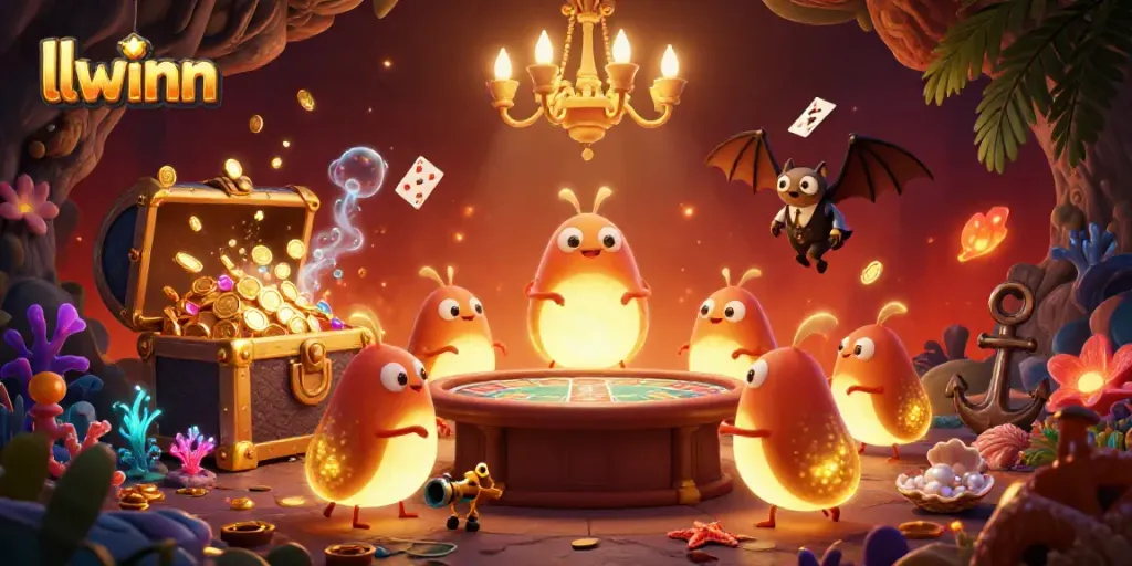 Experience live casino action with the llwinn glowworms illuminating the themed cave atmosphere.