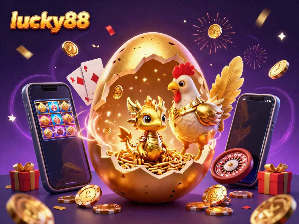 Experience the thrilling luck of lucky88 with a golden dragon treasure scene filled with casino excitement.