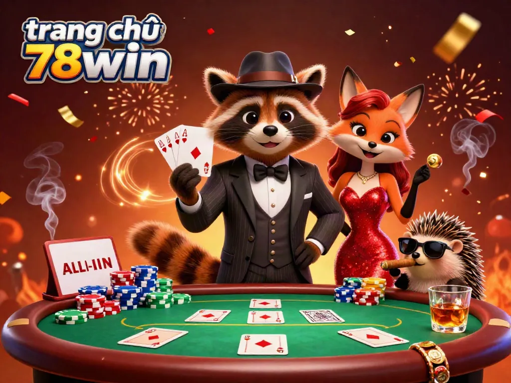 Join the fun on trang chủ 78win with a lively poker scene featuring charming characters and vibrant game elements.