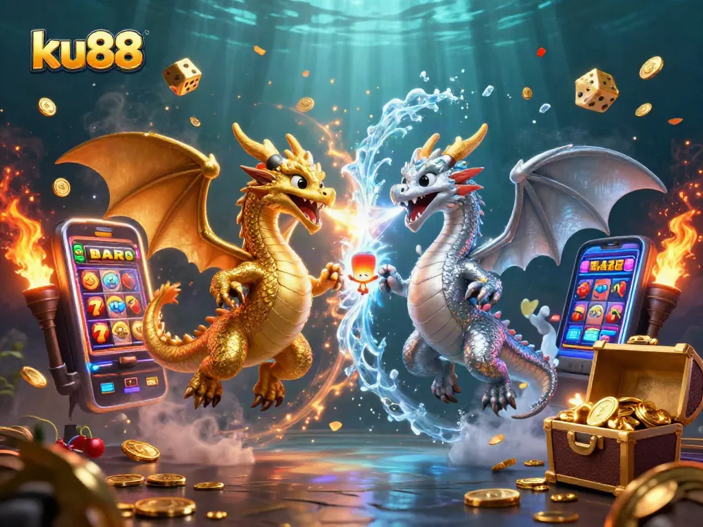 ku88 Players celebrate slots triumph in a vibrant, dynamic casino universe