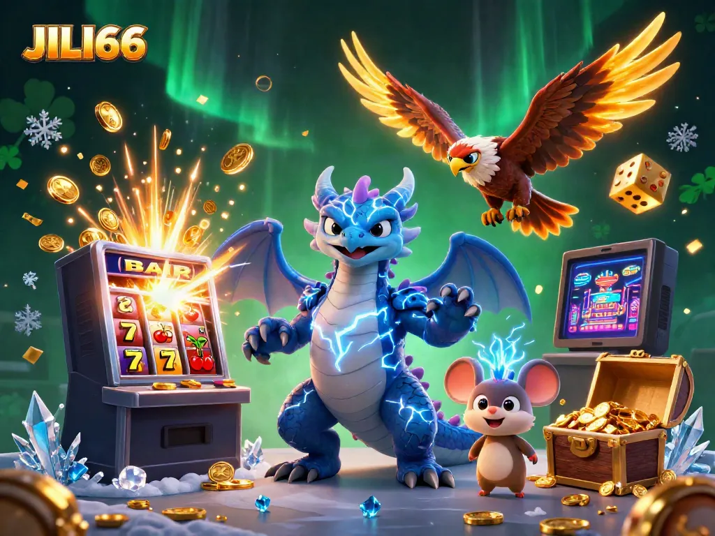Engage with JILI66's exciting gaming world showcasing dynamic characters and casino elements.