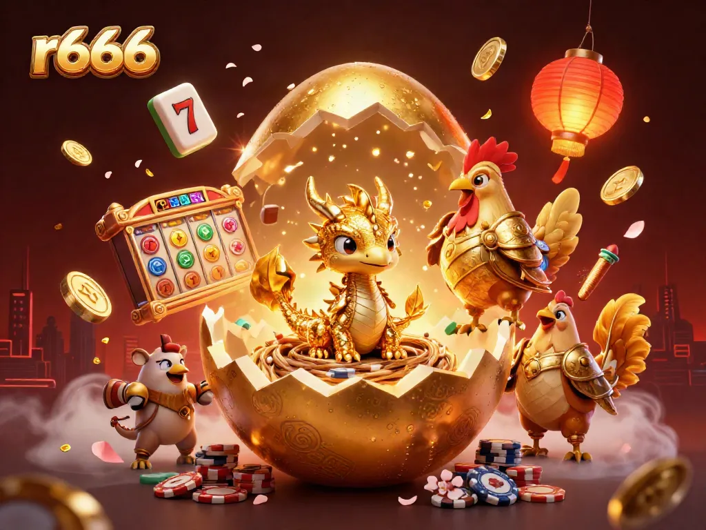 Experience the thrill of r666's gaming adventure with a golden dragon guarding casino treasures!