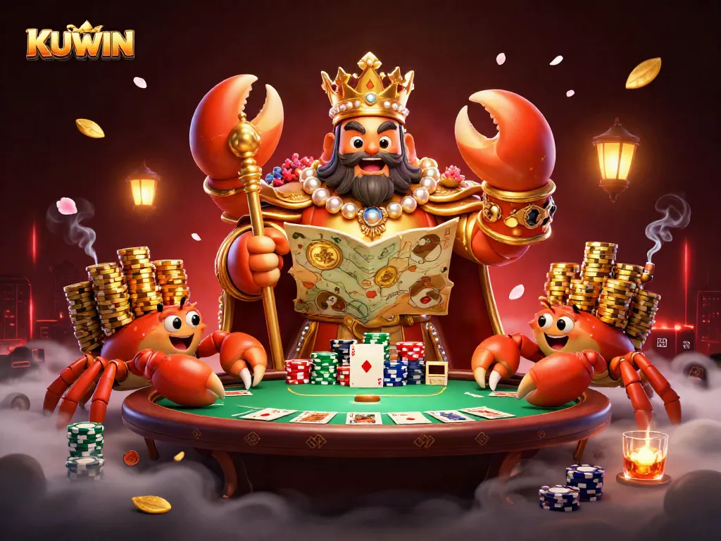 KUWIN engages players with thrilling poker action amidst golden treasures and card games.